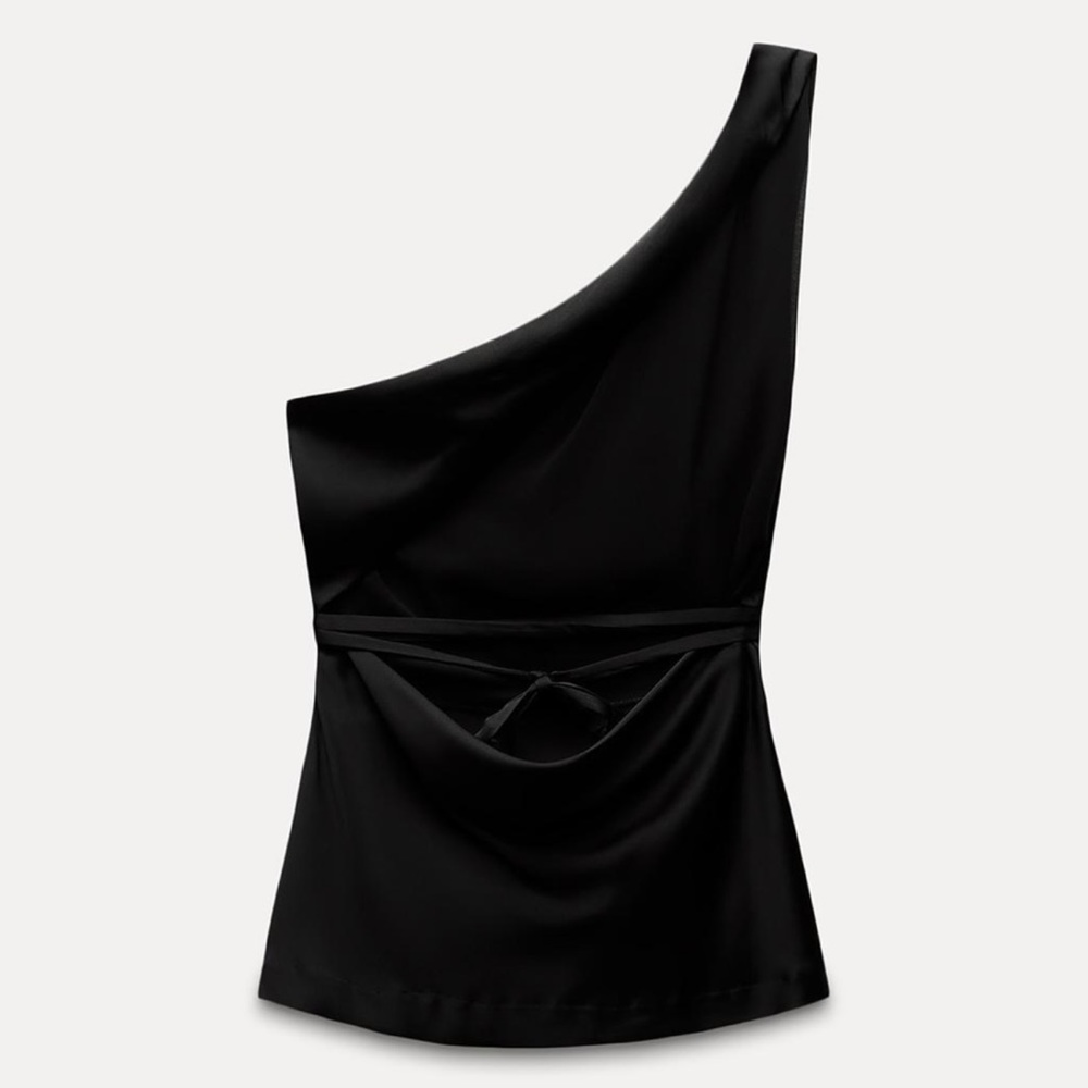 Zara Black One-Shoulder Blouse - Picture 2 of 7
